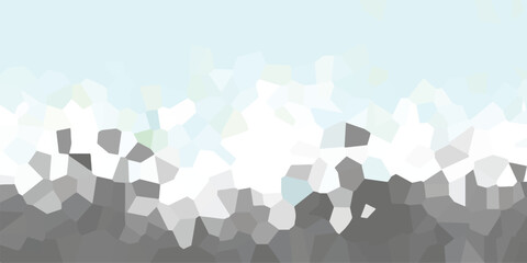 Abstract mosaic landscape depicting serene sky and land forms with geometric crystal structure design