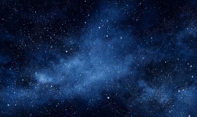 Dark Blue Night Sky with Sparkling Stars and Nebulae