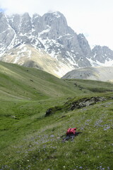 hiking in the mountains