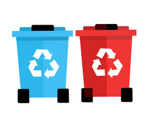 Recycling Bins Vector - Waste Sorting & Eco-Friendly Management
