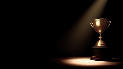 Glistening championship cup on velvet stand, symbolizing victory and prestige