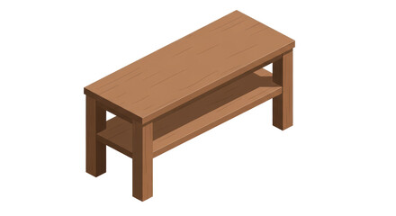 Isolated Brown Wooden Bench