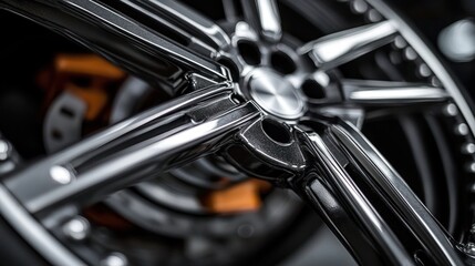Close-up of a modern, high-performance car wheel