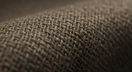 Close-up of Textured Brown Burlap Fabric, Revealing Intricate Weave and Fiber Details