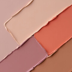 Fototapeta premium Abstract makeup swatches beige peach pink brown shades