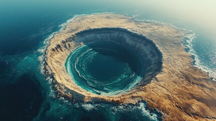 Circular sea-ringed island crater