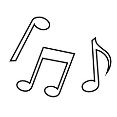 Musical notes icons in line art style isolated on white background.