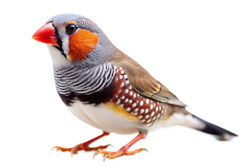 Vibrant Australian Zebra Finch Detailed Profile View Gray White Brown Red Orange Feathers Bird A I G E N E R A T E D - P N G isolated on a transparent background