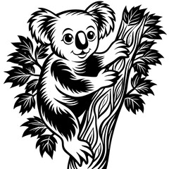 Obraz premium Cute koala climbing a tree isolated on white background