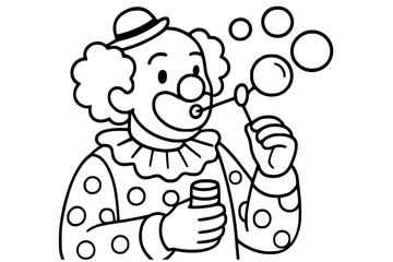 Obraz premium Vector Illustration of Clown Blowing Bubbles