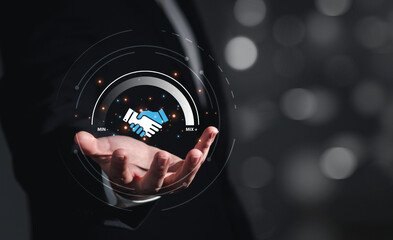 Financial investment, business partnership handshake, reliable cooperation and reliable partners, concept of cooperation and business, business and financial relations