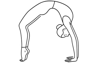 Vector Illustration of Contortionist Performing Backbend Pose