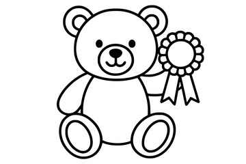 Vector Illustration of a Teddy Bear Holding a Prize Ribbon