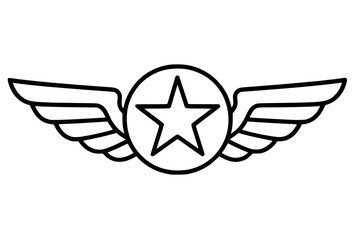Vector Illustration of Pilot Wing Emblem with Star