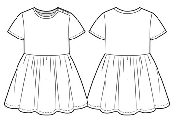 Girls dress with short sleeves and gathered skirt