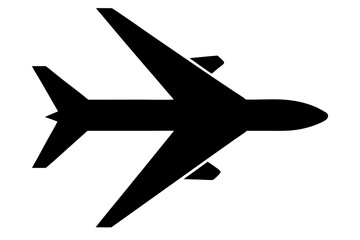 Black Airplane Icon, Simple Air Travel Symbol, Flight