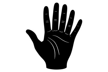 Obraz premium Black Silhouette of a Hand, Open Palm, Five Fingers
