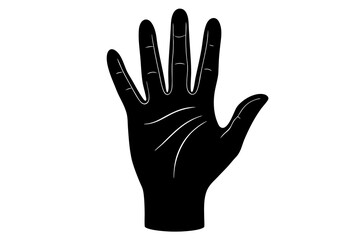 Obraz premium Black Silhouette of a Hand, Open Palm, Five Fingers