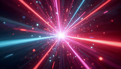 Fototapeta premium Cosmic Burst: A stunning burst of energy streaks through the cosmos, with radiant light emanating from a central point, showcasing the power and beauty of the universe in vibrant colors.