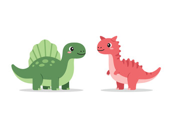 Cute baby green dinosaur or reptile character illustration vector drawing