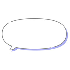 吹き出し 影付き 横長 ブルー グレー線 単体