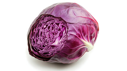 Fresh red cabbage cut open showing vibrant layers, perfect for healthy eating or recipe inspiration