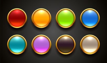 Set of round buttons of different colors. Vector illustration