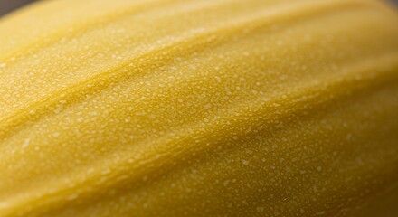 Macro Close-up of a Dew-Covered Yellow Zucchini Skin