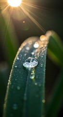 Morning Dewdrop on a Leaf A Stunning Close-Up Nature Photography