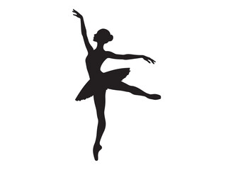 ballet dancer logo silhouette vector, ballet silhouette ballerina logo icon silhouette, ballet jumping dancer female dancer action pose black silhouette isolated on white background.