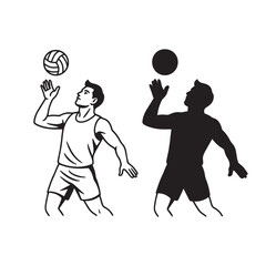 Strong male volleyball player in action, showing silhouette variation.