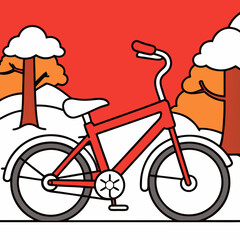 Stylized Red Bicycle Illustration with White Seat and Black Outlines.