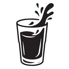 A stylized illustration of a glass overflowing with a beverage.