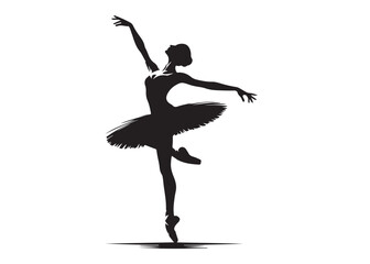 ballet dancer logo silhouette vector, ballet silhouette ballerina logo icon silhouette, ballet jumping dancer female dancer action pose black silhouette isolated on white background. © Adobe design