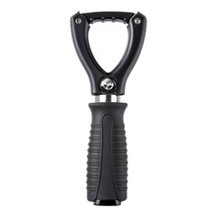 Naklejka premium Black hand grip tool with metallic accents textured ergonomic handle isolated on