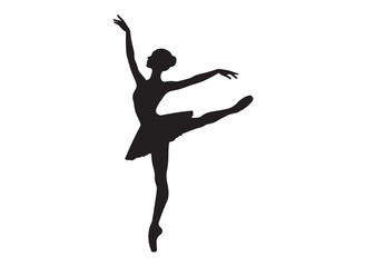 ballet dancer logo silhouette vector, ballet silhouette ballerina logo icon silhouette, ballet jumping dancer female dancer action pose black silhouette isolated on white background.