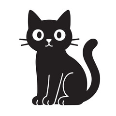 Cute black cat sitting, perfect for pet lovers.