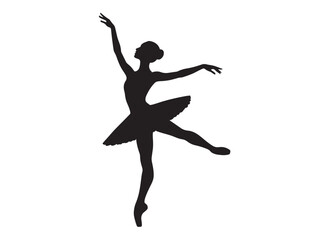 ballet dancer logo silhouette vector, ballet silhouette ballerina logo icon silhouette, ballet jumping dancer female dancer action pose black silhouette isolated on white background.