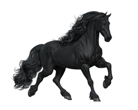 Black horse animal isolated transparency background majestic elegant equine mane powerful graceful. beautiful black horse with flowing mane and tail isolated transparency background exuding