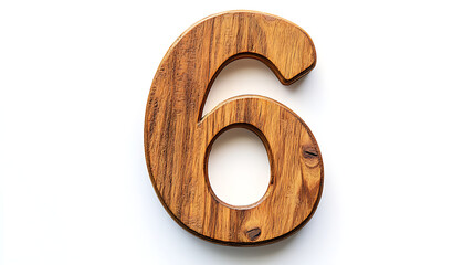 Elegant wooden number six, rustic style, perfect for anniversary, birthday, crafts, or design element