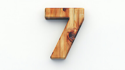 Crafted wooden number seven, ideal for rustic designs, educational materials, and branding projects today