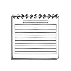Spiral notebook line art vector illustration. Hand drawn minimalist lined notebook icon