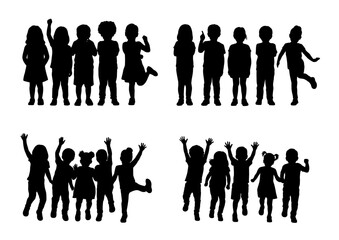 Cheerful kids in different poses, kids dance school, happy children, joyful childhood