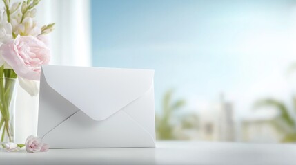 A minimalist envelope icon with a bold email symbol on its surface