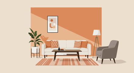 Contemporary Living Room with Natural Light and Abstract Art