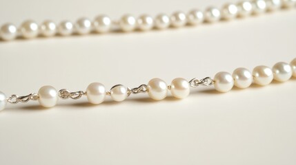 Obraz premium Elegant Freshwater Pearl Necklace With Silver Chain Detail