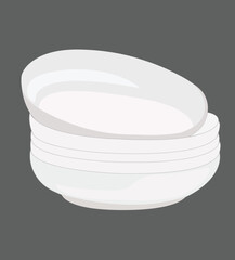 plate stack. Clean dishes, stacked kitchen tableware for dishwasher. Stack of clean washed food plates,