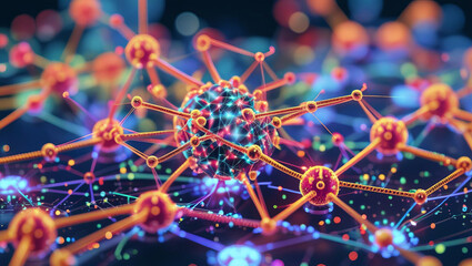 Vibrant neural network environment illustrating adaptivity learning assessments and connections