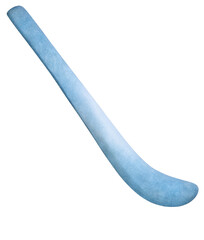 Watercolor blue hockey stick on transparent background.