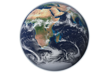 Earth planet showing continents and oceans from space